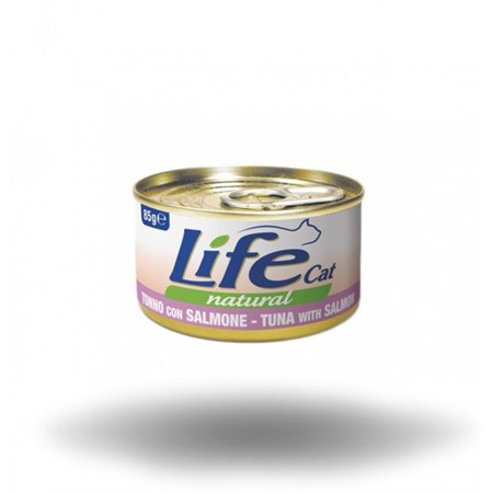 life cat natural tonno e salmone 85 gr scatoletta gatti