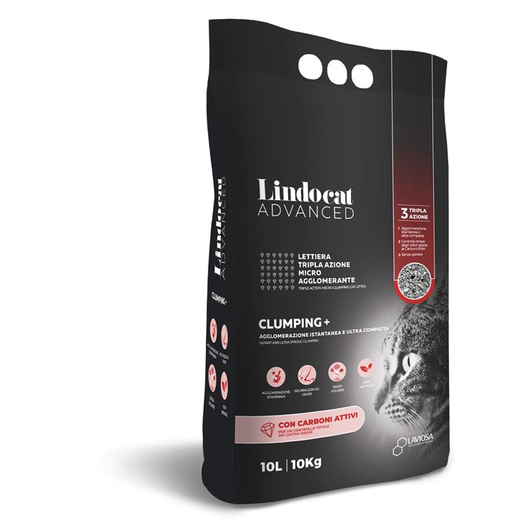 Lindocat Advanced Lettiera Clamping Plus 10 L Con Carboni Attivi per Gatti