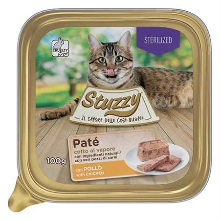 Stuzzy Cat Patè con Pollo Sterilized 100gr Vaschetta Umido Gatto 100 GR in Gatti