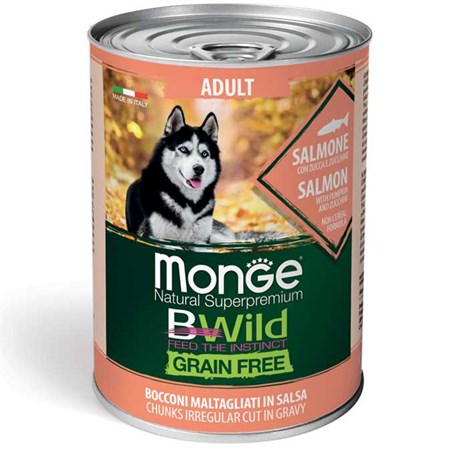 monge bwild grain free adult salmone in salsa 400 gr umido per cani