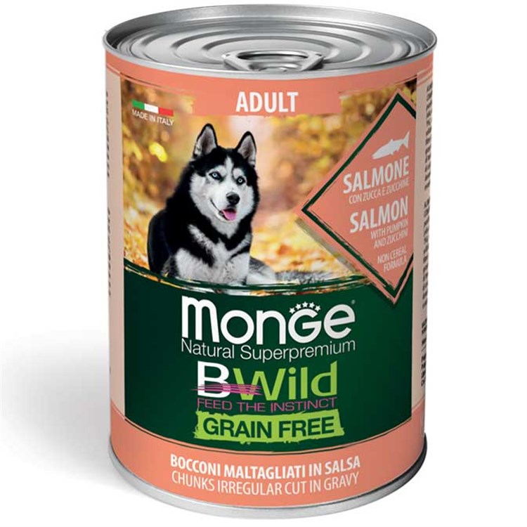Monge Bwild Grain Free Adult Salmone In Salsa 400 gr Umido per Cani