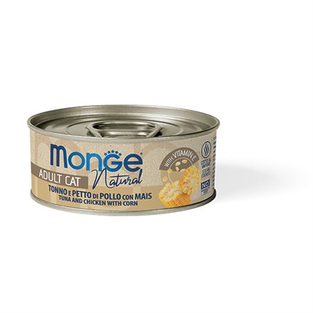 Monge Cat Natural Superpremium 80 gr Tonno e petto di Pollo con mais Per Gatti in Gatti