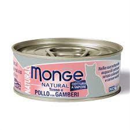 monge cat natural superpremium 80 gr tonno pollo e gamberi per gatti