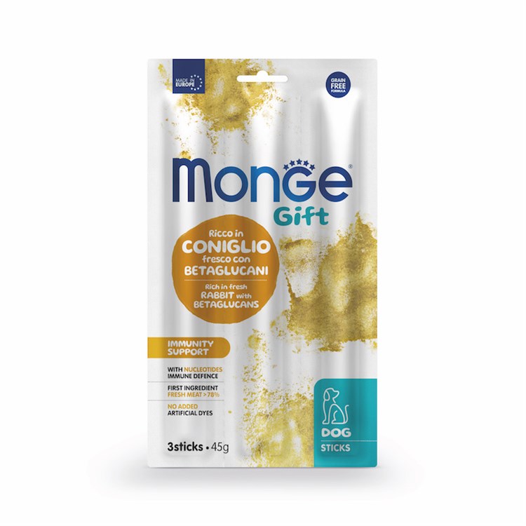 Monge Gift 3 Stick Immunity Support Coniglio Nucleotidi 45 gr