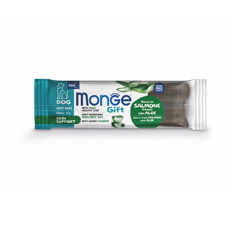 Monge Gift Barrette Skin Support Salmone Aloe Vera 40 gr Snack Per Cani
