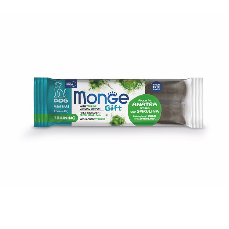 Monge Gift Barrette Training Anatra Spirulina 40 gr Snack Per Cani