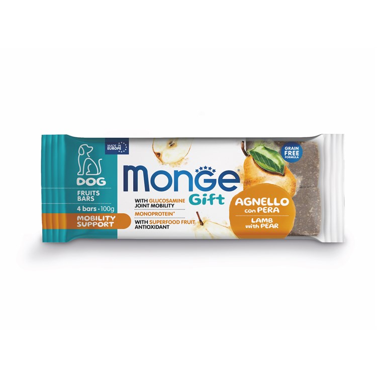 Monge Gift Fruits Bars Mobility Support Agnello Pera 100 gr Snack Per Cani