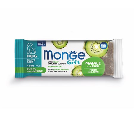 monge gift fruits bars puppy junior maiale kiwi 100 gr snack per cani