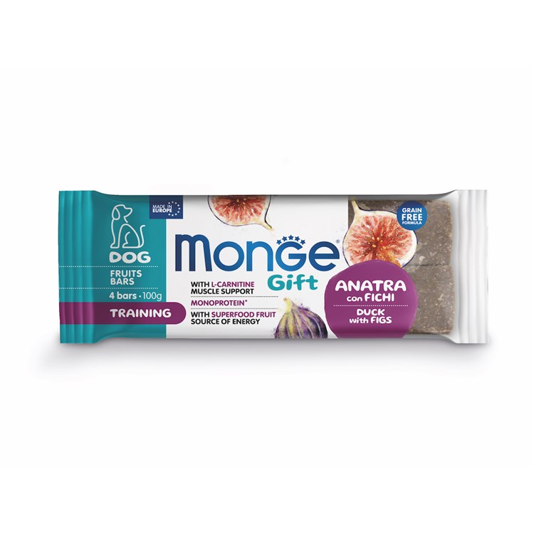 Monge Gift Fruits Bars Training Anatra Fichi 100 gr Snack Per Cani