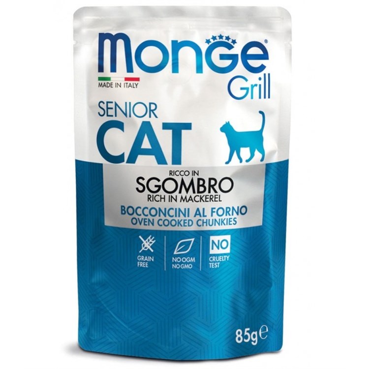 Monge Grill Senior Bocconcini Sgombro 85 gr Bustina Per Gatti