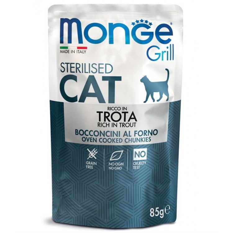 Monge Grill Sterilised Bocconcini Trota 85 gr Bustina Per Gatti