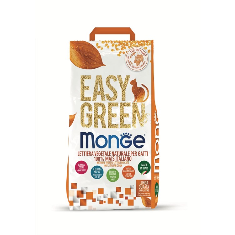 Monge Lettiera Agglomerante Vegetale Easy Green Mais 10 lt 3,8 kg