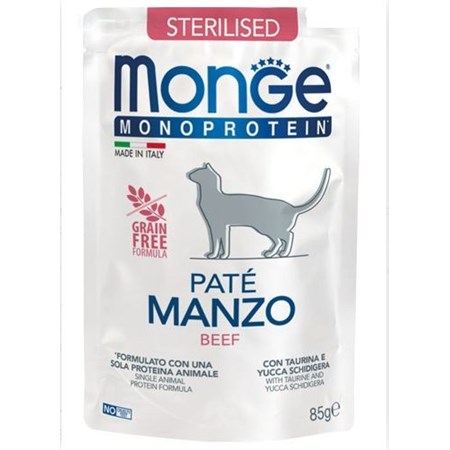 monge monoproteico pate sterilised manzo 85 gr bustina per gatti