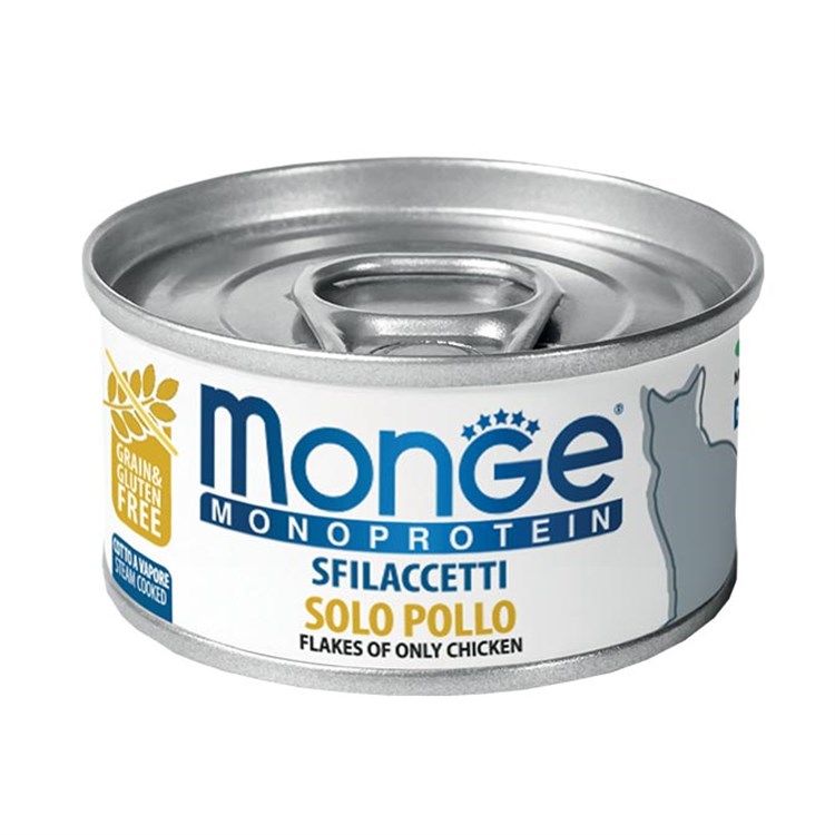 Monge Monoproteico Sfilaccetti Solo Pollo 80 gr Lattina Per Gatti