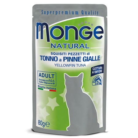 monge natural superpremium 80 gr tonno a pinne gialle bustina per gatti