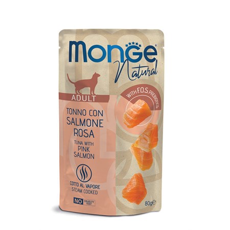 monge natural superpremium 80 gr tonno a pinne gialle con salmone bustina per gatti