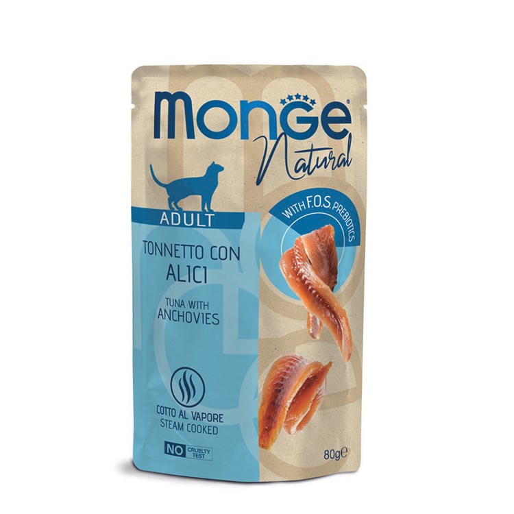 Monge Natural 80 gr Tonnetto Con Alici Bustina Per Gatti