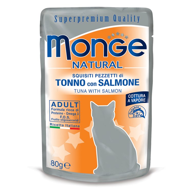Monge Natural Superpremium 80 gr Tonno con Salmone Bustina Per Gatti