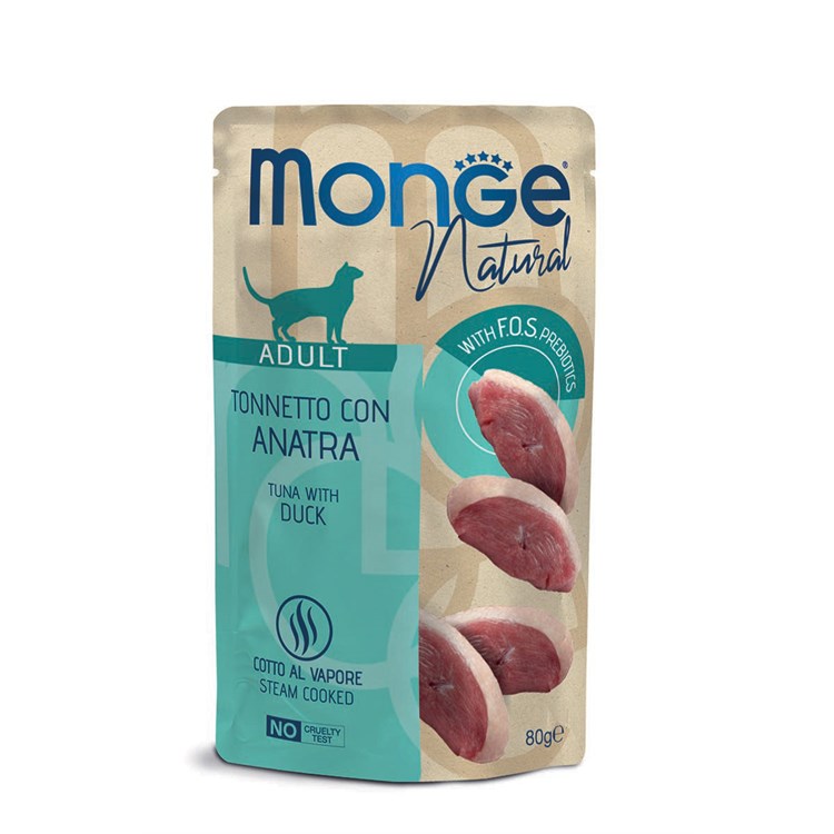 Monge Natural 80 gr Tonnetto con Anatra Bustina Per Gatti
