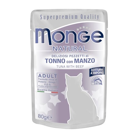 monge natural superpremium 80 gr tonno e manzo bustina per gatti