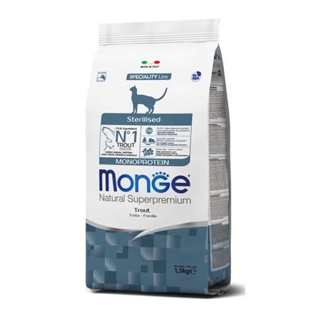 monge natural superpremium sterilised trota monoproteico 400 gr per gatti