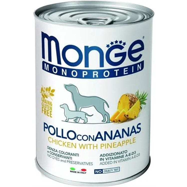 Monge Pollo con Ananas Monoproteico 400 gr Umido per Cani