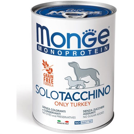monge solo tacchino monoproteico 400 gr umido per cani