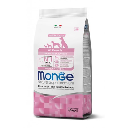 monge superpremium all breed puppy junior maiale riso 2 5 kg cane