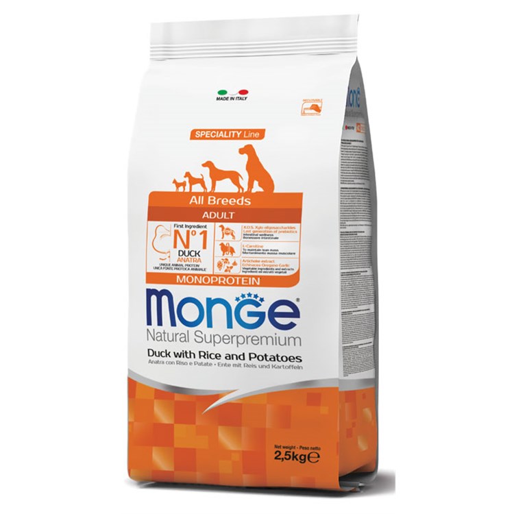Monge Superpremium All Breeds Adult Anatra Riso Patate 12 kg Cane