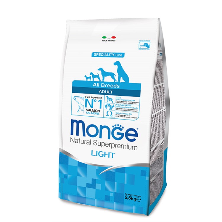 Monge Superpremium All Breeds Light Salmone Riso 2,5 kg Per Cani