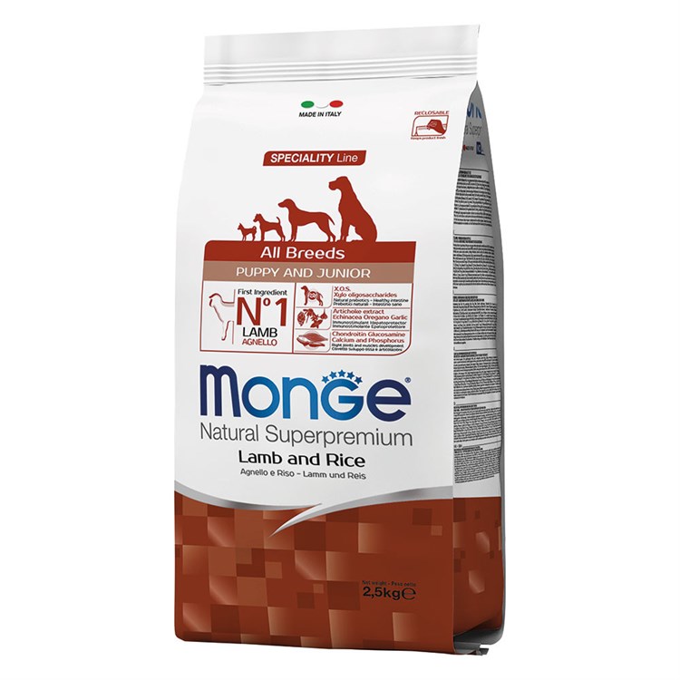 Monge Superpremium All Breeds Puppy Agnello e Riso 12 kg Cane