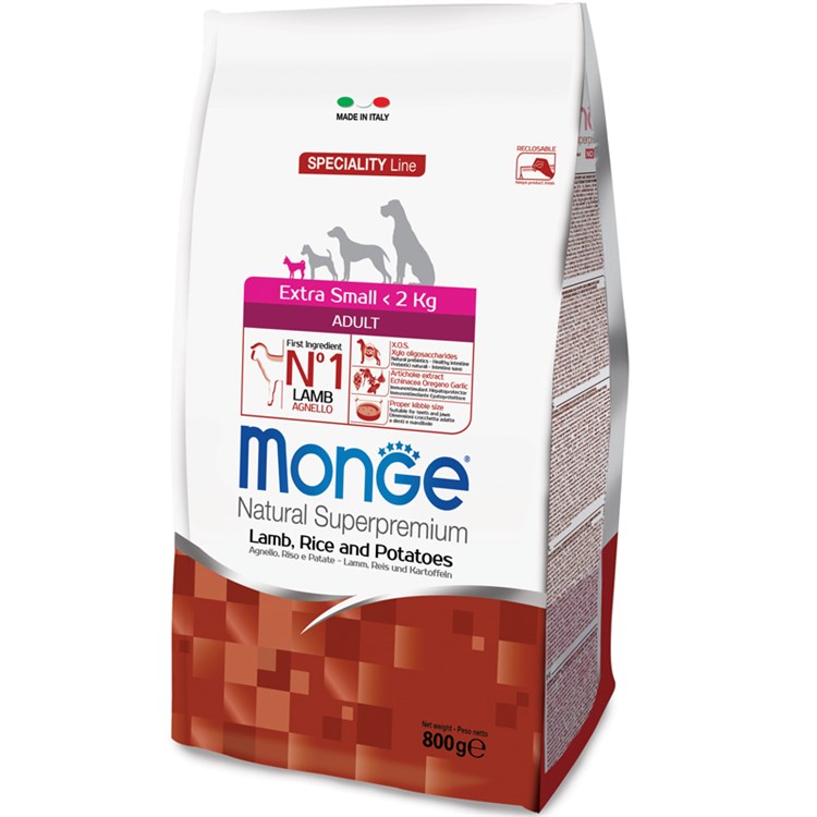 Monge SuperPremium Extra Small Adult Agnello 800 Gr Per Cane