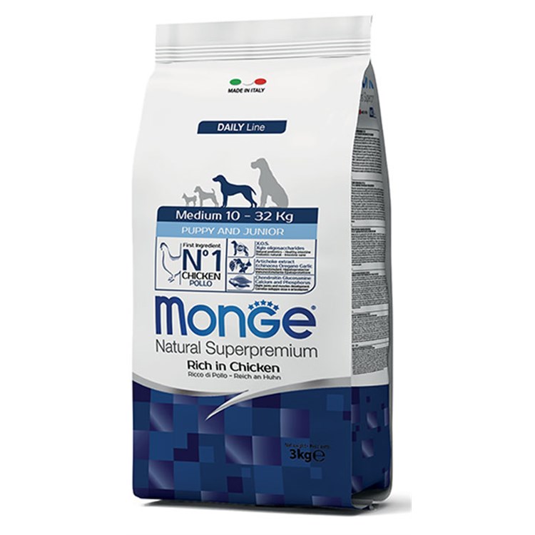 Monge Superpremium Medium Junior Puppy 3 kg Cane Pollo