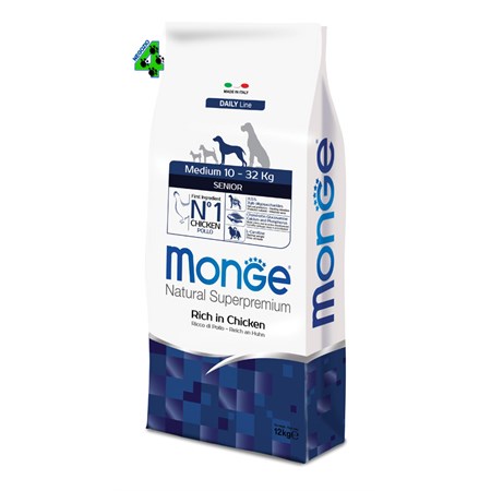 monge superpremium medium senior 3 kg pollo per cani anziani
