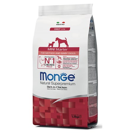 monge superpremium mini starter ricco di pollo 1 5 kg per cane