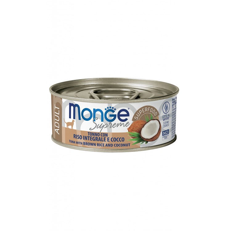 Monge Supreme Adult Tonno Riso Integrale Cocco 80 gr Scatoletta Gatti