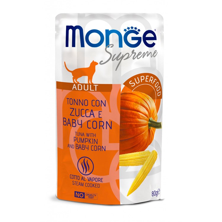 Monge Supreme Adult Tonno Zucca Baby Corn 80 gr Bustina Gatti