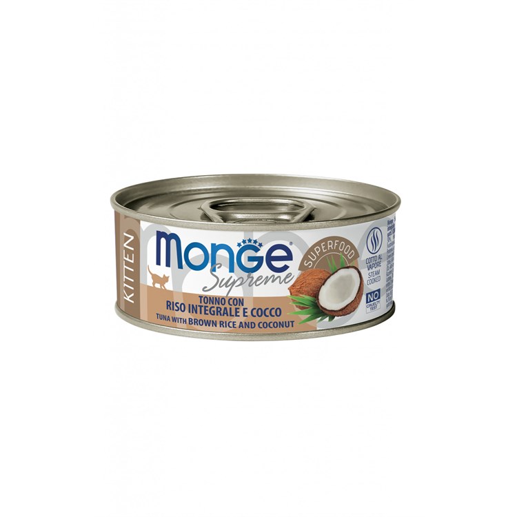 Monge Supreme Kitten Tonno Riso Integrale Cocco 80 gr Scatoletta Gattini