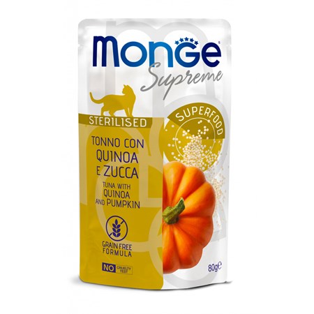 monge supreme sterilised tonno quinoa zucca 80 gr bustina gatti