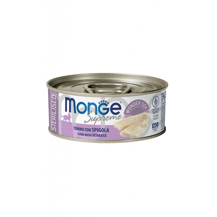 Monge Supreme Sterilised Tonno Spigola 80 gr Scatoletta Gatti