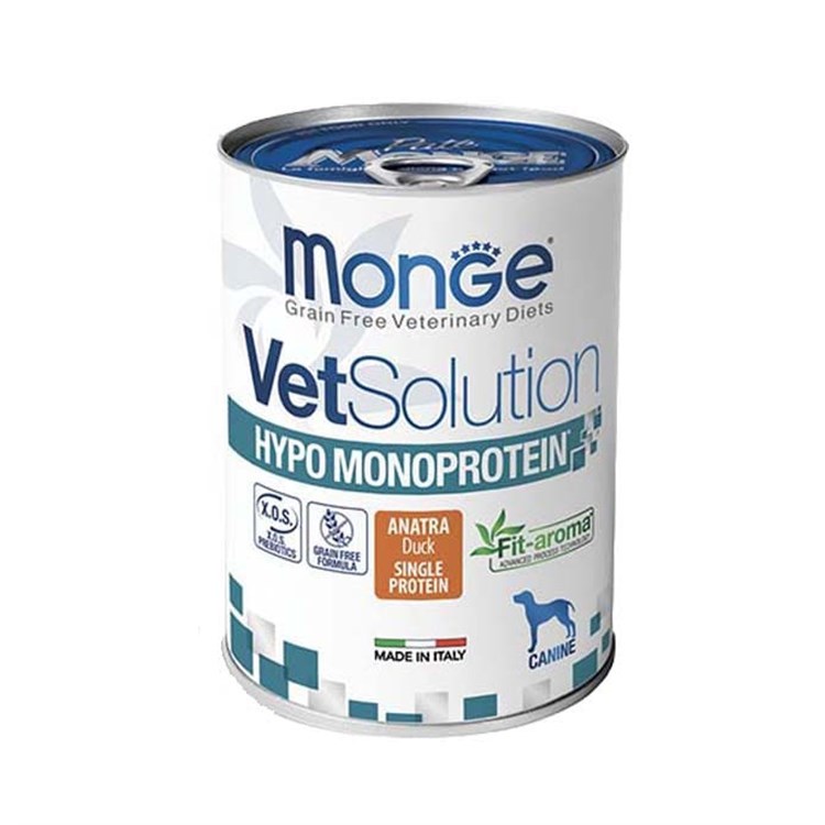 Monge VetSolution Hypo Monoprotein Anatra 400 gr Lattina Cani