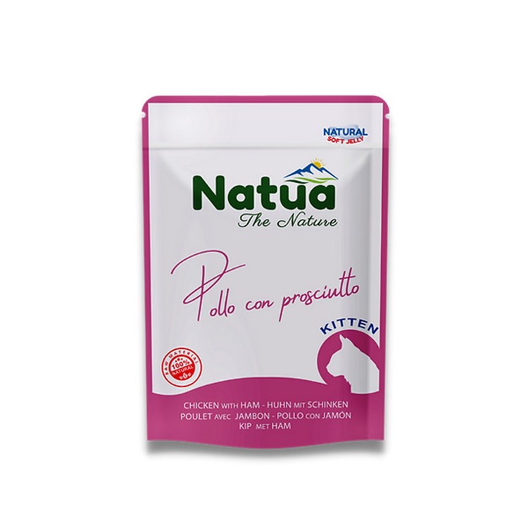 Natua Natural  Kitten Pollo con  Prosciutto in Soft Jelly 70 gr Bustine gatto