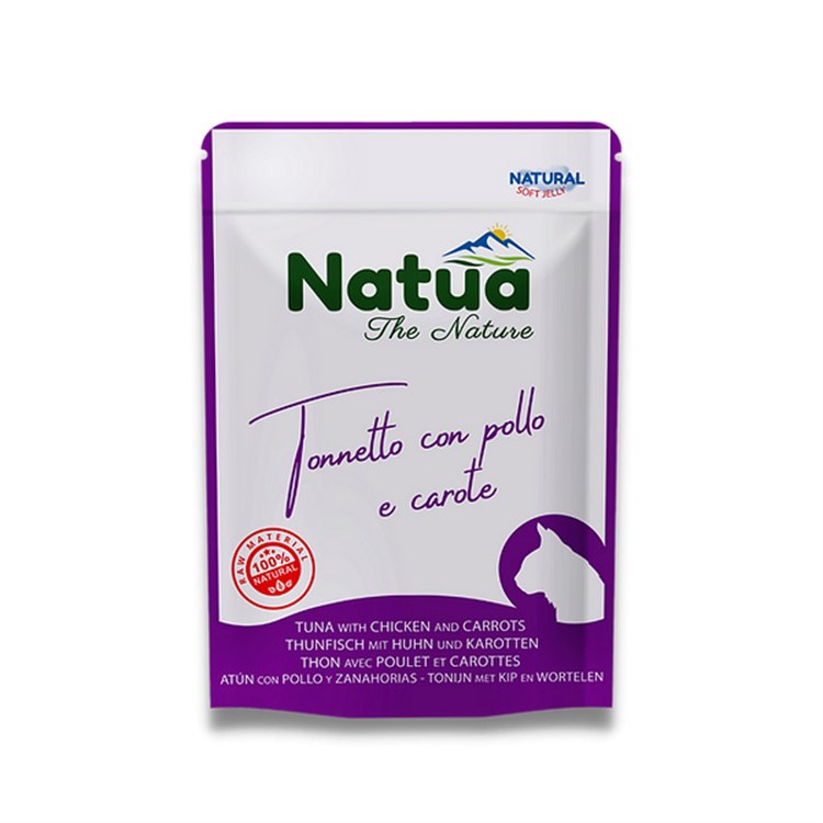 Natua Natural Tonnetto con Pollo e Carote in Soft Jelly 70 gr Bustine Gatto