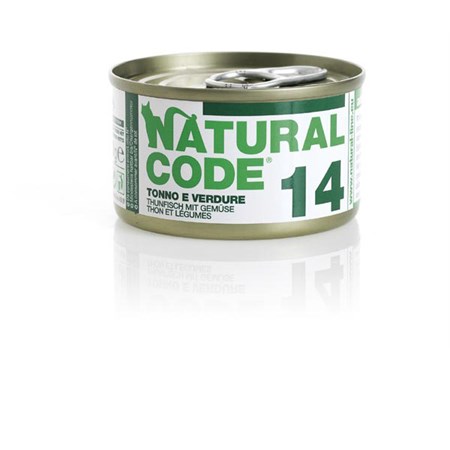 natural code 14 tonno e verdure 85 gr per gatti