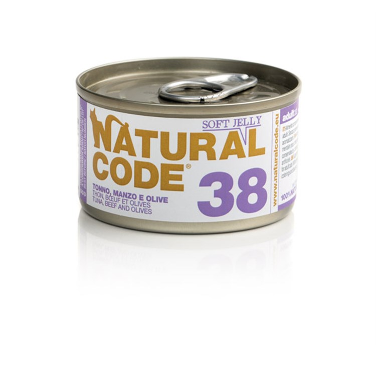 Natural Code 38 Tonno Manzo e Olive 85 gr Per Gatti