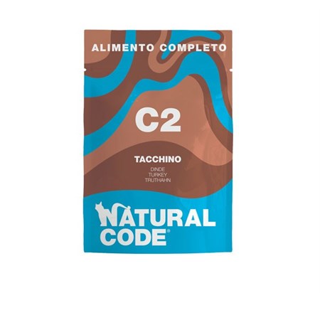 natural code c2 tacchino 70 gr cibo umido completo per gatti