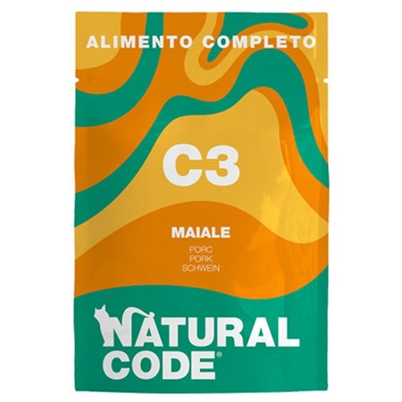 natural code c3 maiale 70 gr cibo umido completo per gatti