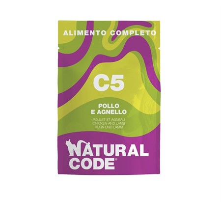 natural code c5 pollo agnello 70 gr cibo umido completo per gatti