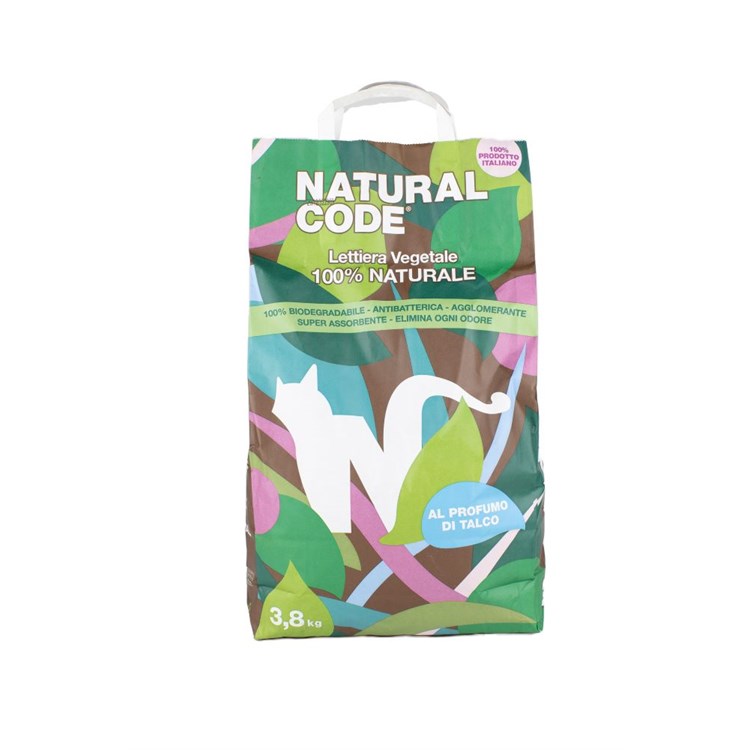 Natural Code Lettiera Vegetale Agglomerante Talco 3,8 kg Gatti