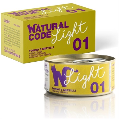 natural code light 01 tonno bacche di goji e mirtilli 85 gr per gatti